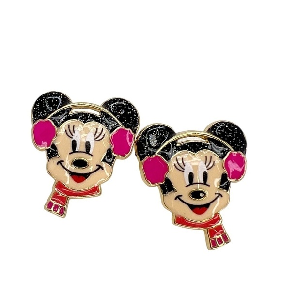 Disney x Baublebar Minnie Mouse Earrings Winter Scarf Earmuffs Gold Plated NWT - Picture 1 of 4